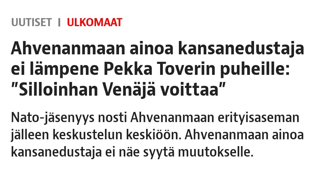 emilkastehelmi's tweet photo. Ahvenanmaan kansanedustaja Löfström puolustelee Venäjän sotilaallisia intressejä palvelevaa demilitarisaatiota väittämällä, että oikeastaan Venäjähän onkin se todellinen voittaja, jos demilitarisaatio puretaan. Näin heikkoa turvallisuusanalyysia en ole nähnyt aikoihin. 1/ https://t.co/ipMotpavad