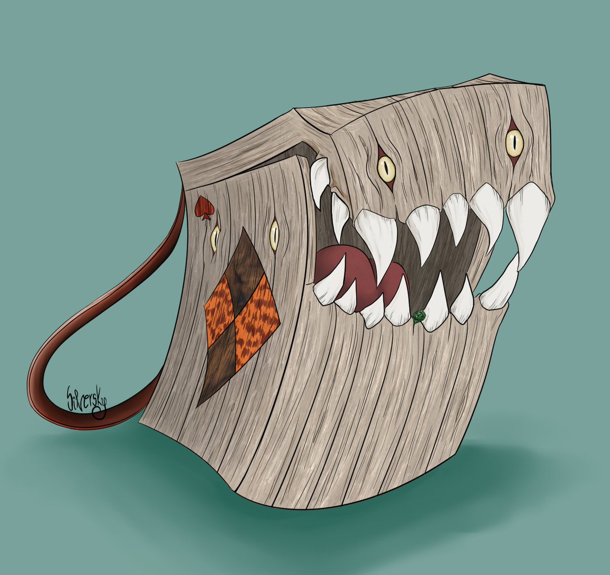 SilverskyDraw's tweet photo. Here is the Smoothie the Mimic box. This mimic is a player's animal companion in my scenarios. She is vegetarian and loves getting into trouble.
Do you like it ? ^-^ 
#dndart https://t.co/ad9mepXgmw