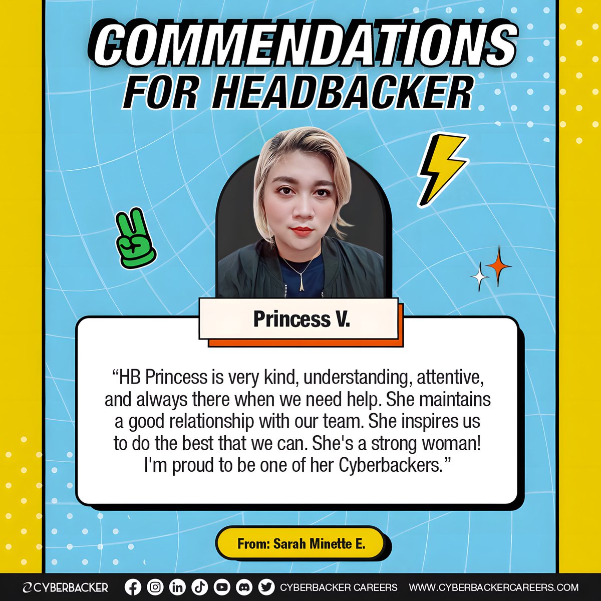cb_career's tweet image. Some of the COMMENDATIONS we received for some of our HEADBACKERS!

We are so proud of you. 💙

#Cyberbacker #everybodyistalkingaboutcyberbacker #Commendations #Headbackers #WorkFromHome #WFH #OnlineJobs