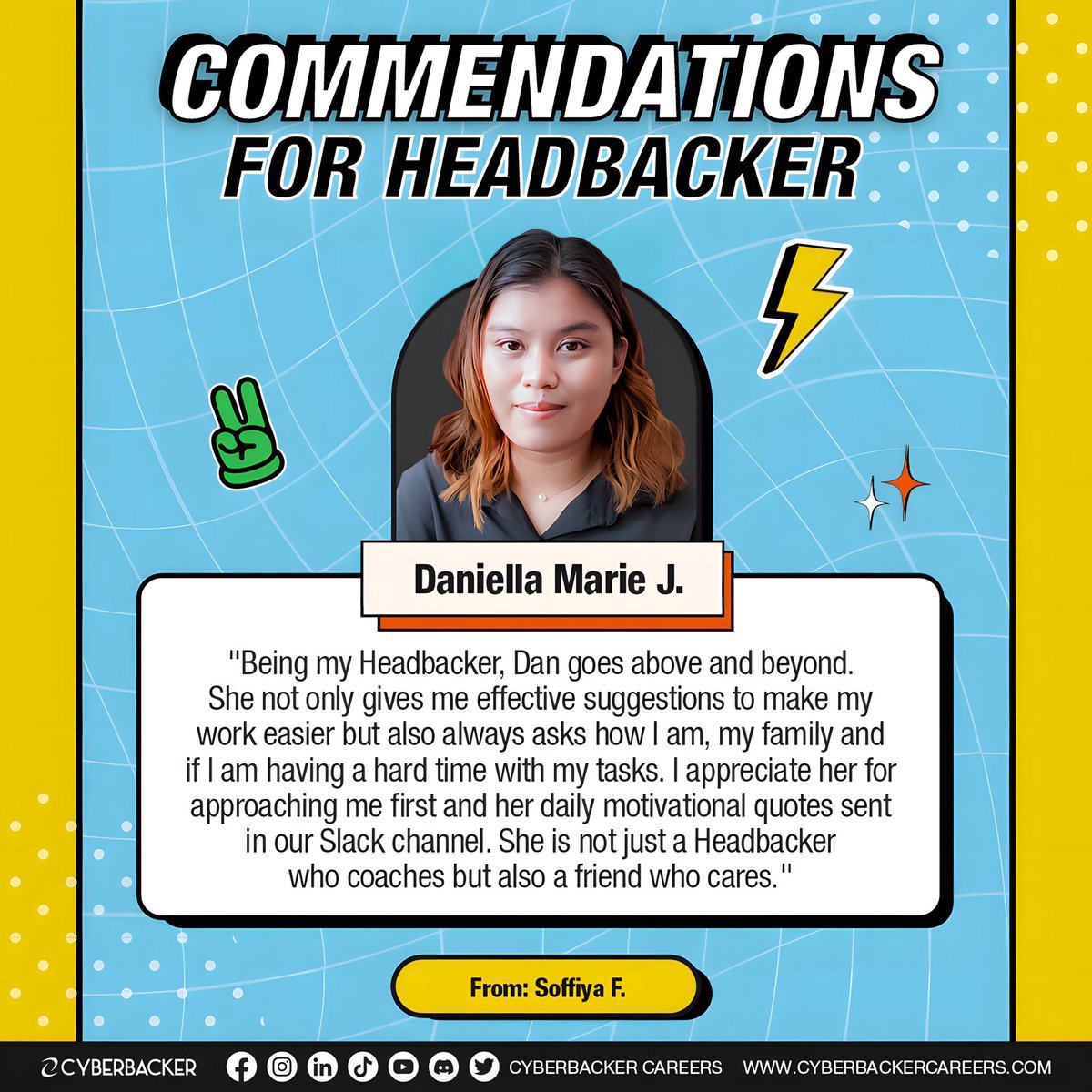 cb_career's tweet image. Some of the COMMENDATIONS we received for some of our HEADBACKERS!

We are so proud of you. 💙

#Cyberbacker #everybodyistalkingaboutcyberbacker #Commendations #Headbackers #WorkFromHome #WFH #OnlineJobs