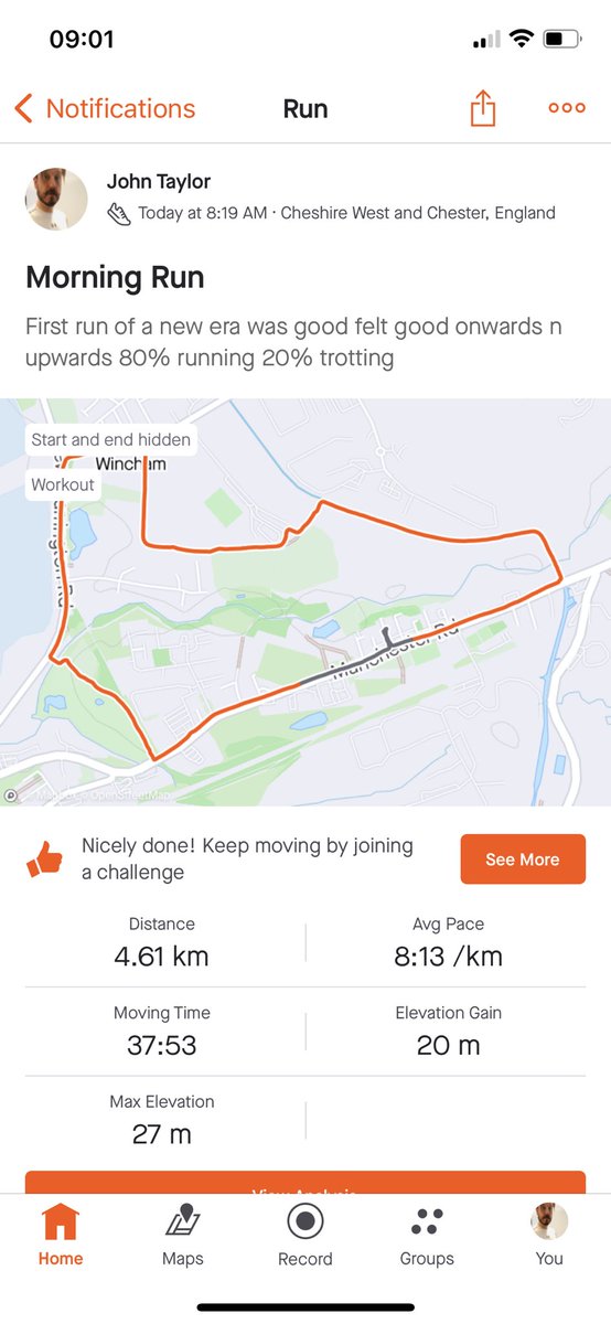 kikerd's tweet image. 80%running 20% walking/trotting …not bad time as well and was glorious out 
New era for me #timeforme