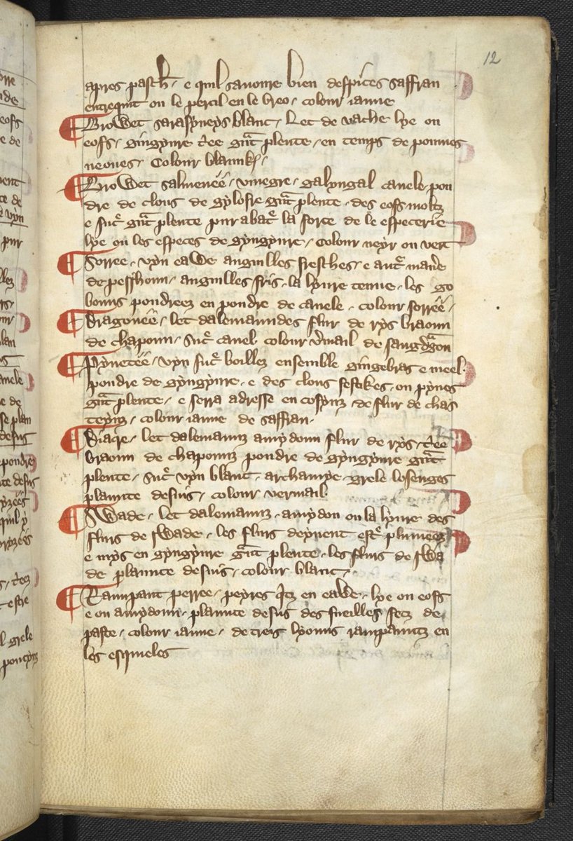 BLMedieval's tweet photo. What's cooking?

Some medieval recipes for a white broth of milk &amp; ginger, sweet egg &amp; vinegar with cinnamon/cloves, fried eel, capon in a sweet red sauce, pine-nut filling, elderflowers in almond milk, and stewed pears decorated with pastry lions rampant.
https://t.co/Y32kgfJP7p https://t.co/zCtmNjdNkb