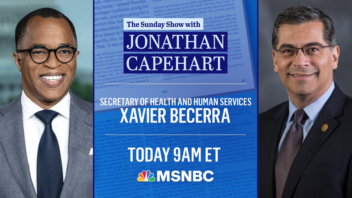 TODAY: @SecBecerra joins the #SundayShow w/ @CapehartJ to discuss the Biden Administration's response to a Texas federal judge's decision halting the FDA's approval of an abortion pill. More to come at 9AM ET on @MSNBC!