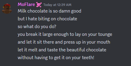 MoFlare3's tweet photo. This How You Enjoy Chocolate Without Biting It Like An Animal https://t.co/M5sJuGNkEa
