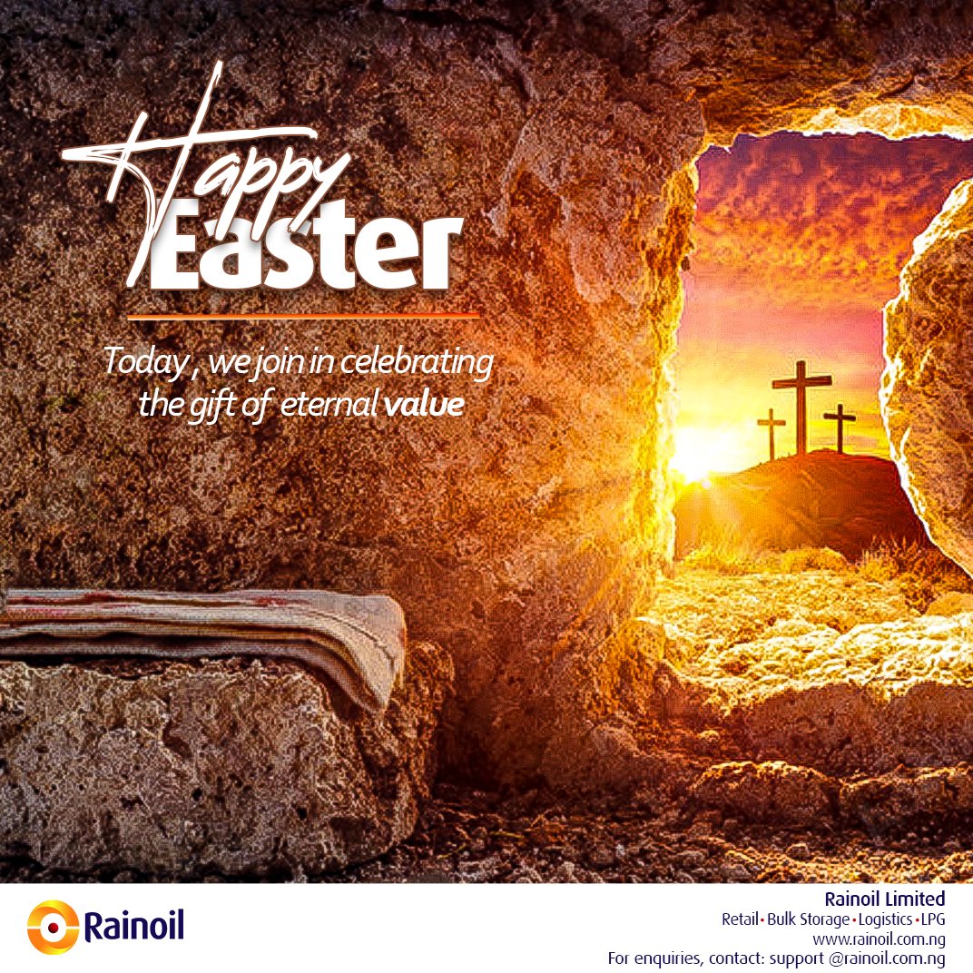 RainoilLimited's tweet photo. Happy Easter 🎉🎉🎉
.
From all of us at Rainoil Limited.
#happyeaster
#rainoillimited
#creatingsuperiorvalue https://t.co/3z7kbQMEiq