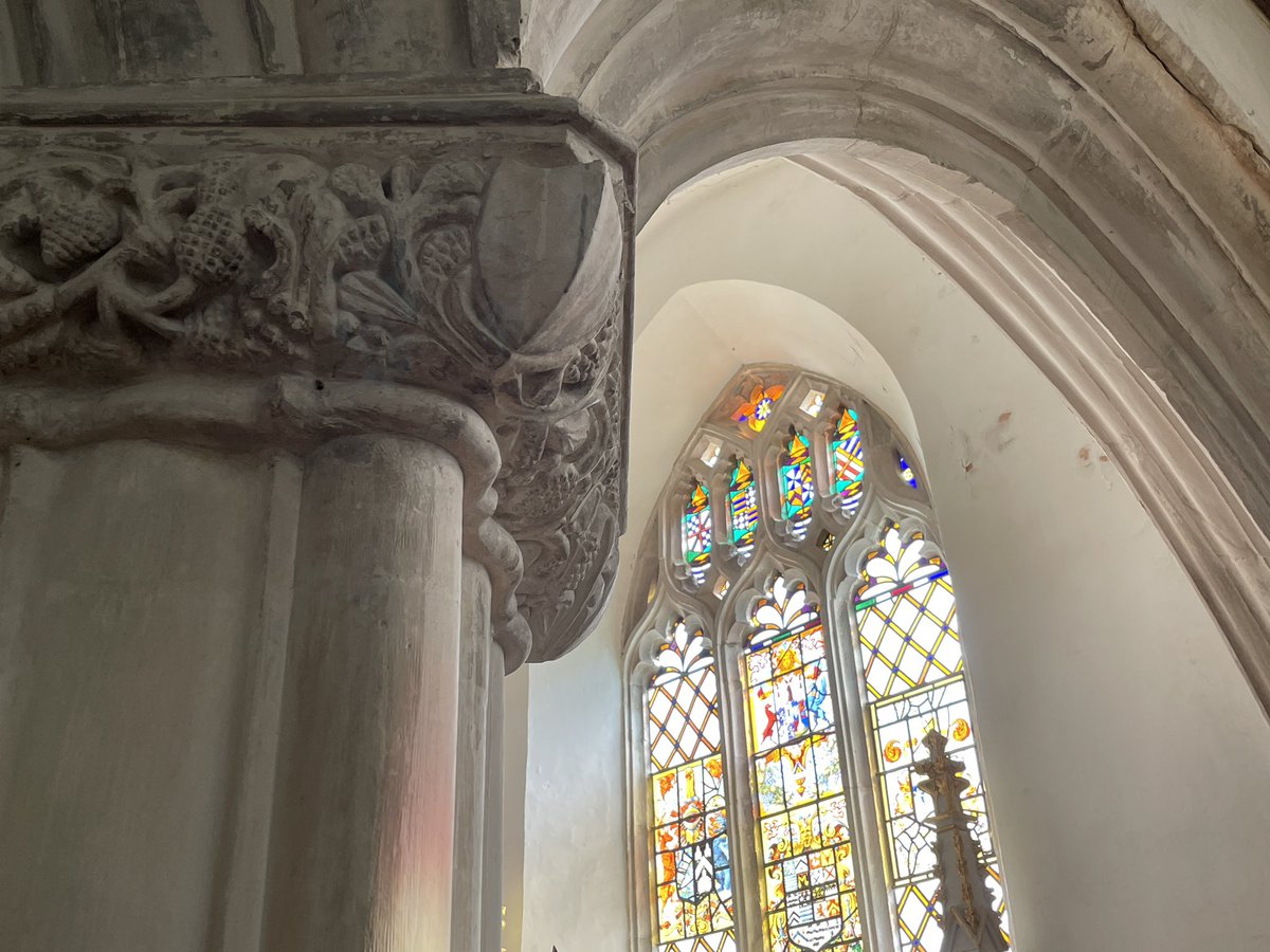 Stonework and stained glass at St Michael’s Church, Shute, Devon #stoneworksunday #stainedglasssunday