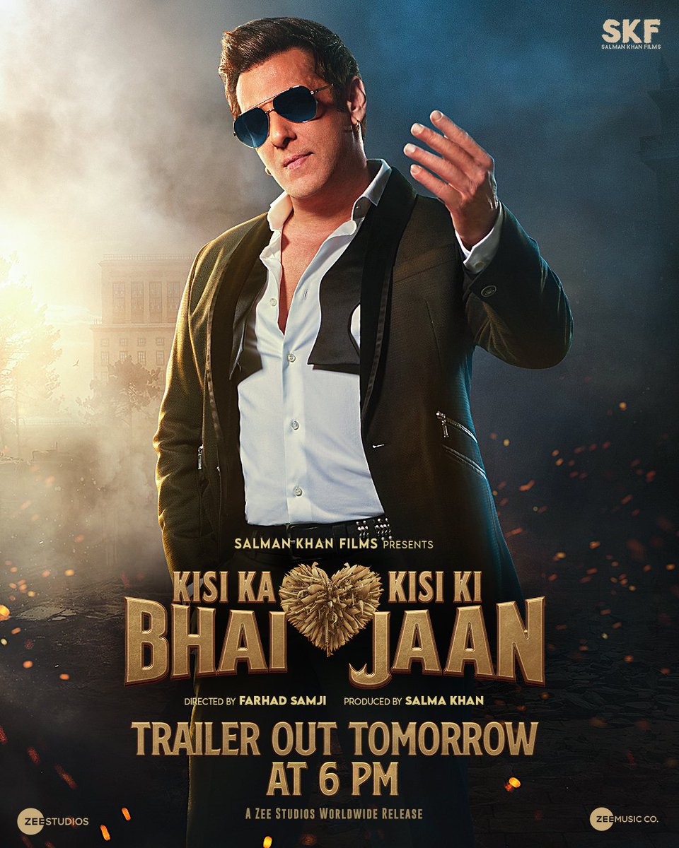 One of the most faadu poster of @BeingSalmanKhan in #KisiKaBhaiKisiKiJaan Trailer tomorrow at 6pm #SalmanKhan