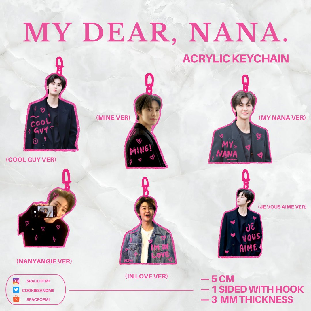 [ rt &amp; likes are appreciated🥹🙏🏻 ]

🩷 PREORDER - MY DEAR, NANA ACRYLIC KEYCHAIN🩷
by spaceofmi | <a href="/cookiesandmii/">mii ☆</a>

💰: 25k/pcs/version (dp 10k)
🗓️: 09 april 2023 - 19 april 2023
📍: bogor, indonesia

‼️detail on gform :
🔗 : forms.gle/aprNwnV9C2yMNn…
🩷 pelunasan via shopee