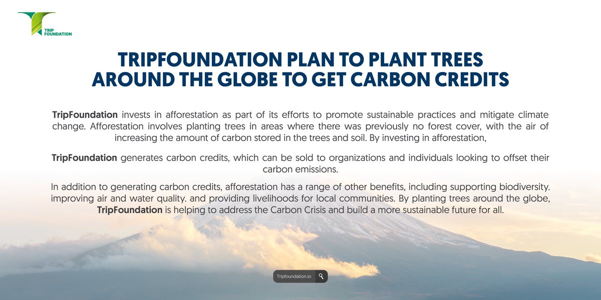 GreenFoundhssm's tweet photo. Our ultimate goal is to plant trees around the world🌎
#TripFoundation #Refi #crypto https://t.co/uNzFXRrxoF