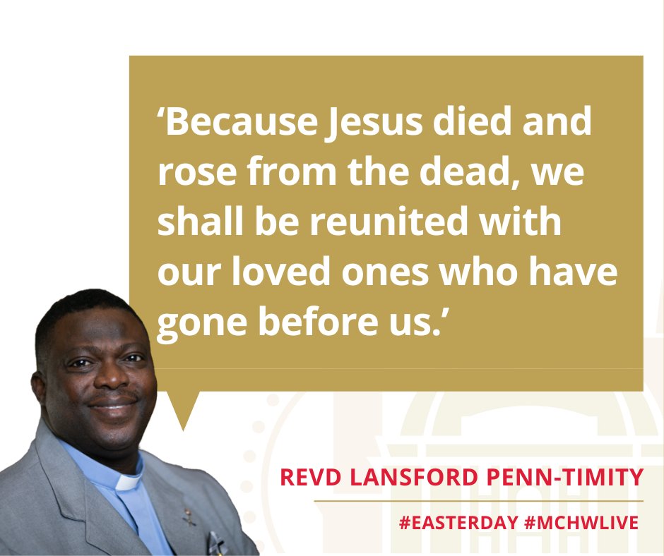 MethodistCentralHall (@mchw) on Twitter photo ‘Because Jesus died and rose from the dead, we shall be reunited with our loved ones who have gone before us.’
<a href="/RevLansford/">Revd Lansford Penn-Timity</a> #MCHWLIVE #EasterDay #Easter #ChristIsRisen ‘Because Jesus died and rose from the dead, we shall be reunited with our loved ones who have gone before us.’
<a href="/RevLansford/">Revd Lansford Penn-Timity</a> #MCHWLIVE #EasterDay #Easter #ChristIsRisen