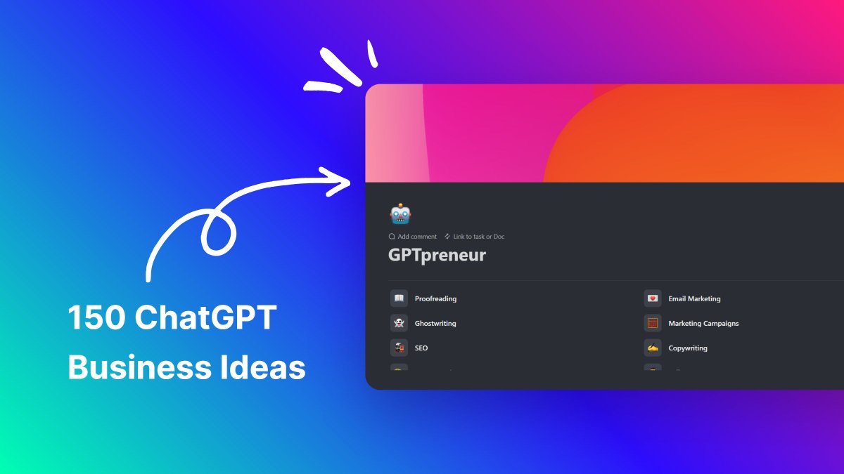 A business is a way to independence.

To help you start one using ChatGPT, I've created a resource with 150 business ideas with prompts.

It is FREE for 24 hours.

To get it,
1. Like
2. Comment '🥳'
3. Retweet

You must be following me or I can't send it.