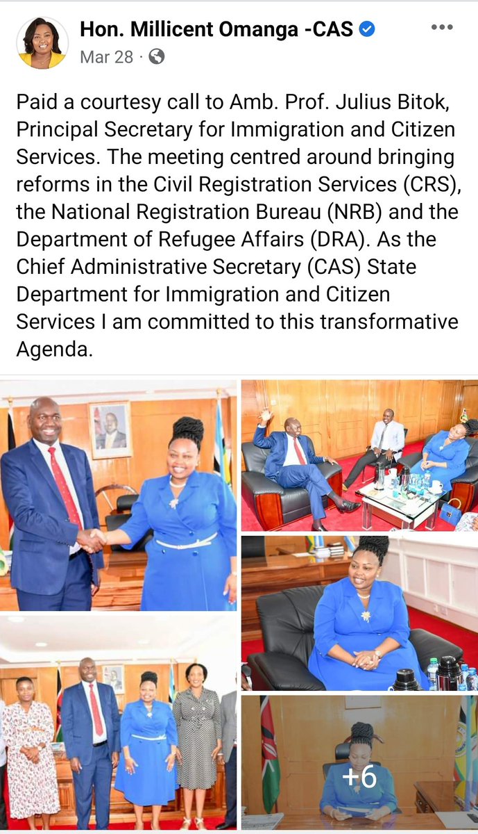 Millicent Omanga has already checked herself as a CAS and is already 'working' despite a High Court Order. Just like the CDF, the CASs issue is the epitome of the CURSEs of Impunity in this Kenya of ours. #StopImpunity ViVa ✊🏿👊🏿✊🏿!