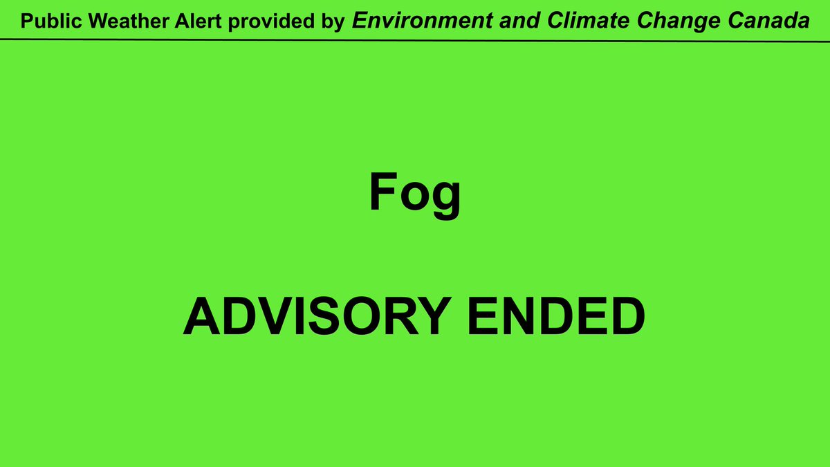 ONWeatherWatch's tweet photo. #onweather

FOG ADVISORY ENDED at 10:15am (EDT) IN: Southern Ontario

 https://t.co/51OHTsckwC https://t.co/1F1nxaz6mg