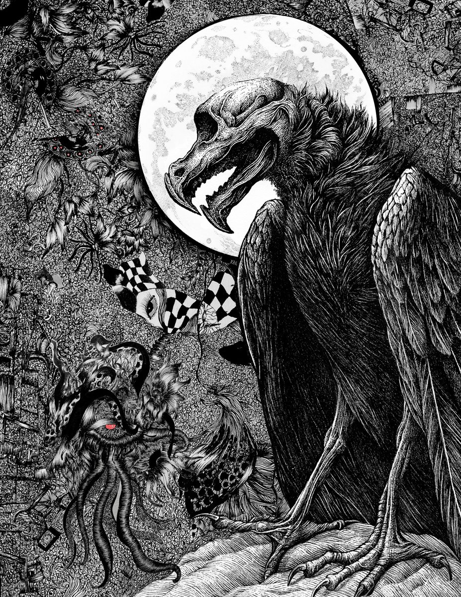 Happy Sunday! Competition Winners 🖤🔥🖤

A2 fine art signed print goes to <a href="/DianeeLindo/">Diane Lindo</a> most likes &amp; just a fantastic artist with beautiful stop motion

LE NFT of Eclipse of the Death Bird goes to @Inkmask1 who we thought needed some good news

Was a great thread :)
<a href="/Slivereign/">Slivereign</a>