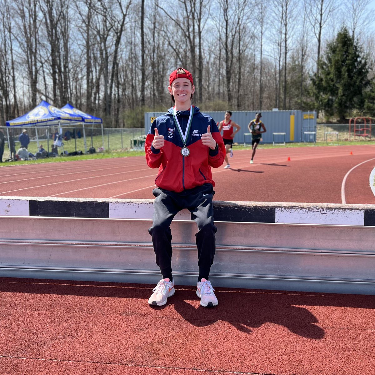 At yesterday’s Cornwall Dragon Relays, sophomore Noah Klugman kicked things off with a win in the 2000-meter steeplechase, running the fastest time of the day for a new personal best of 6:47.79 (currently NYS#1)! #GoshenPride <a href="/GCSDAthletics/">Goshen Athletics</a> <a href="/GoshenCSD/">Goshen Schools</a>