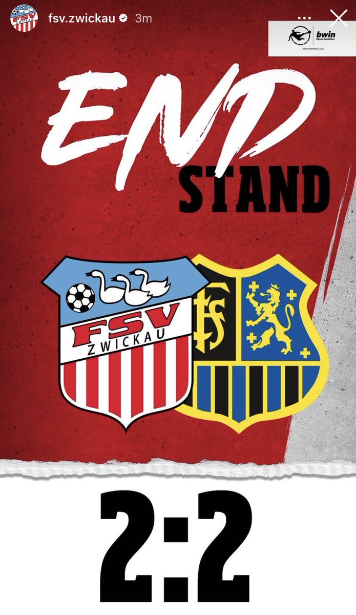 EastGermanFooty's tweet photo. FT! FSV Zwickau 2:2 Saarbrücken
Zwickau man 🤦♂️
Die Schwäne let go of a two goal lead to draw with Saarbrücken.
You can’t afford that in their position, 4pts the gap to HFC now.
#3Liga #Zwickau #FSVFCS https://t.co/LcYnoFSvYZ