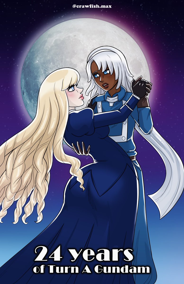 crawfish_max's tweet photo. Happy 24th to Turn A Gundam! I drew one of my favorite scenes from my favorite anime 💙🌙🎵 

#ターンエーガンダム https://t.co/qFMJtm8niP
