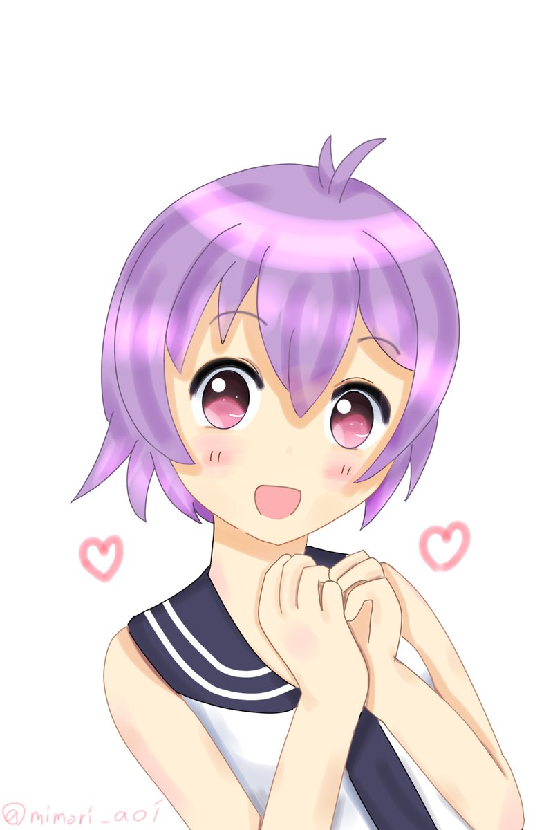 sakawa (kancolle) 1girl solo short hair purple hair white background upper body sailor collar  illustration images