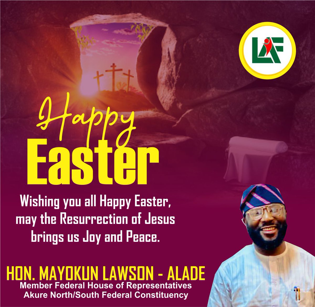 LAFoundation_Ng's tweet photo. Happy Easter to you all, wishing you all the best that comes with the Resurrection of our Lord Jesus Christ. https://t.co/y89Mu9zB62