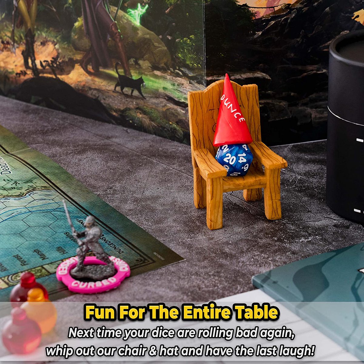 TheGeekazonian's tweet photo. #Dice Jail - Time Out Chair &amp; #Dunce Hat!
>https://t.co/R5f9pGteKL<
#affiliatelink #affiliate #AffiliateMarketing #Amazon #amazonfinds #DungeonandDragons #dnd #roleplaying #rpg #geeky #nerdy #silly #funny #chairofshame #timeout #roleplayinggame #baddice #failroll #geekygifts https://t.co/0nxXIU5dHj