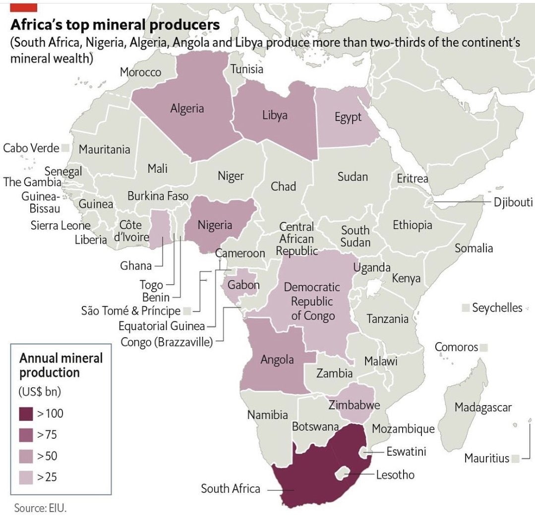 MarianHarbi's tweet photo. The top #mineral producers in #Africa. #Somalia will soon be on the map. #Sooncoming https://t.co/9KsZqsnxiE