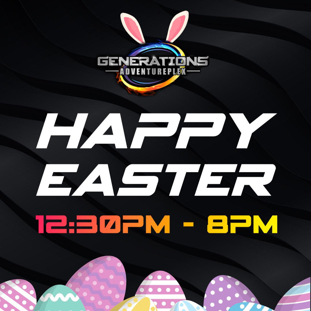 GAdventureplex's tweet photo. Happy Easter! We open from 12.30pm to 8pm. Join us for an Easter Egg Hunt perfect for kids and families coupled with a delicious Easter Brunch Buffet. We take care of the work, you just enjoy! Sign up here: https://t.co/uKDhwi7snI
#egghunt #easterbasket #generations #HappyEaster https://t.co/XXiKdTOTDH