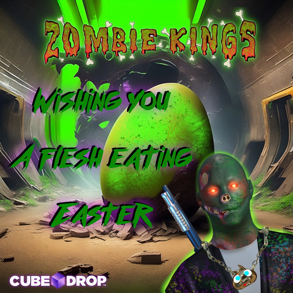 Wishing you all a flesh eating Easter 🐣 ‼️

Have fun zombies 🧟‍♂️ 

Erghhhgghhhhhhhhhhhhhh 

#NFT #NFTs #Easter #ZombieKings
