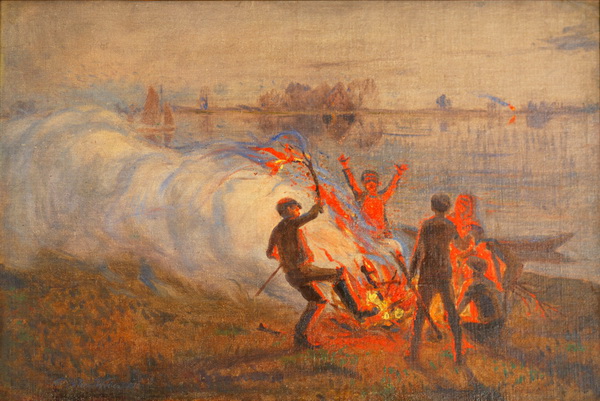 histmuseenhh's tweet photo. 🐰Wir wünschen Euch allen frohe #Ostern! Wer war gestern Abend auch an der #Elbe beim #Osterfeuer?

Unser gesamtes Oster-#Kulturprogramm findet Ihr hier: https://t.co/8ItVC2Cujr
________
Fritz Peters-Weber: Osterfeuer an der Elbe. 1910. Öl auf Leinwand. Sammlung Altonaer Museum https://t.co/qdNmLRlW8P
