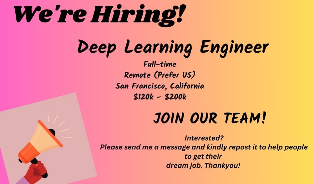 __yourVA's tweet image. Hiring!!

#deeplearningengineer #usonly
