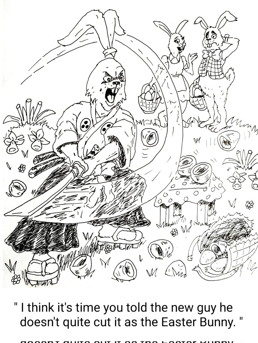 Damian_Quinn666's tweet photo. Happy Easter everybody! A different Easter Bunny if they was ever to retire. Haven't drawn Usagi in a long time and loved the comics. No one could share an egg out better. π°π₯π₯
#happyeaster #easterbunny #usagiyojimbo #eastereggs #chop #comicbooks #samurai #fanart #easterfunny https://t.co/aahmsfx2SX