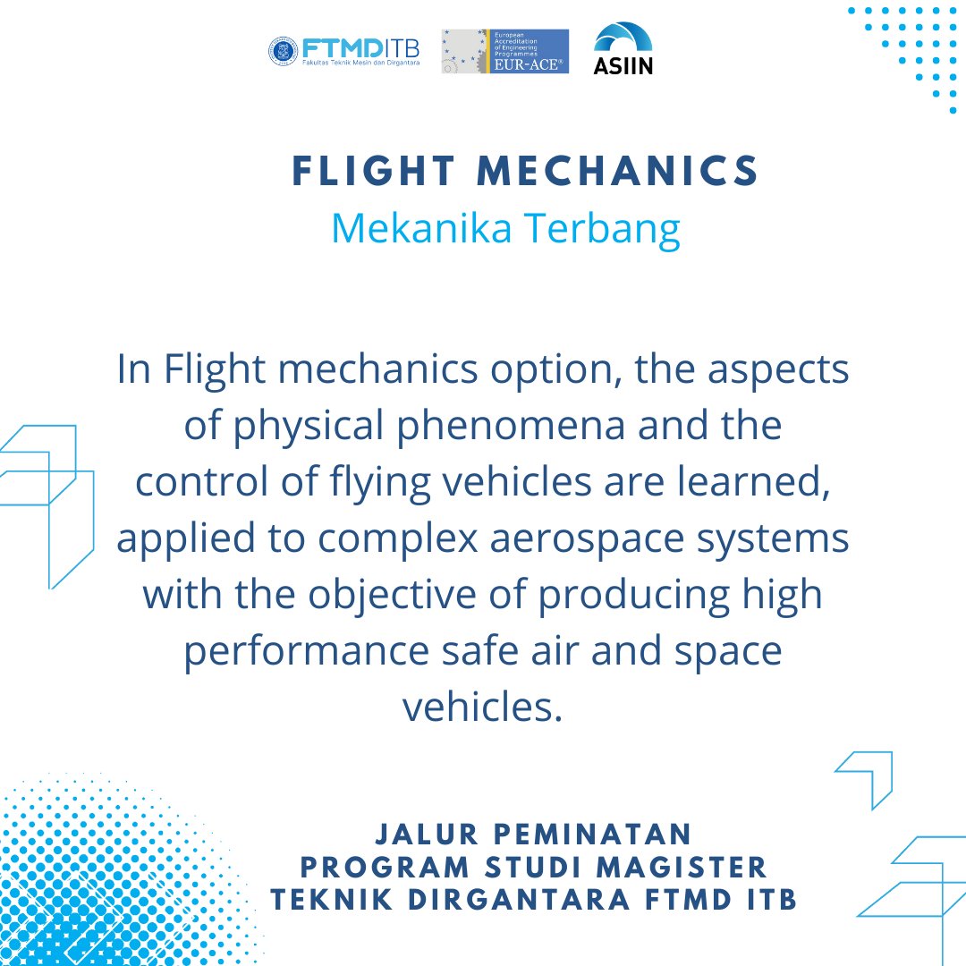 ftmd_itb's tweet image. Are you passionate about flight and space vehicles? Learn to control flying vehicles and produce high-performance, safe air and space vehicles.
 #PostGradSchool
#MasterDegreeProgram
#FTMD
#ITB