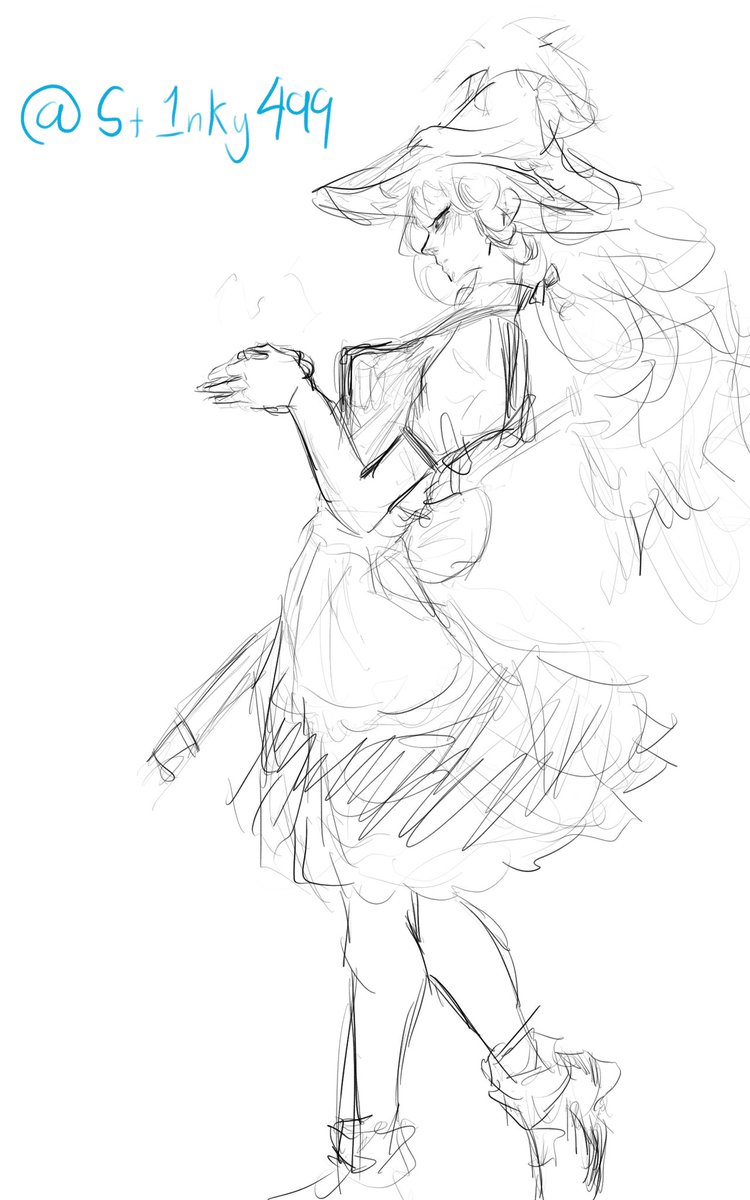 zacho_mac's tweet photo. Marisa Kirisame sketch for fun #tohou #tohouproject https://t.co/qXDKEBdotF