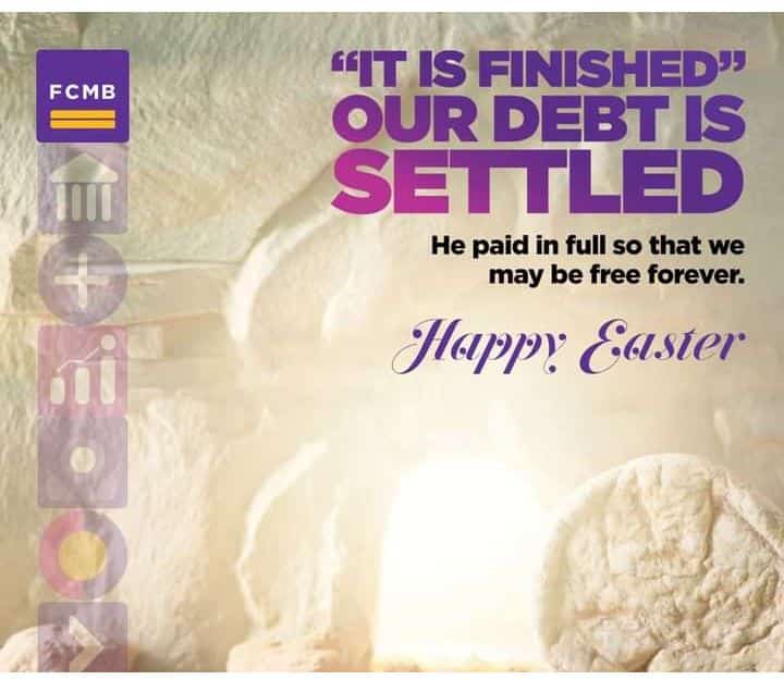 Ajisboy7's tweet photo. If you are owing FCMB money you don't need to pay back ,because Jesus paid back in full so that we may be free forever and fcmb don comfirm the payment. Happy easter https://t.co/O33mZLi6mF