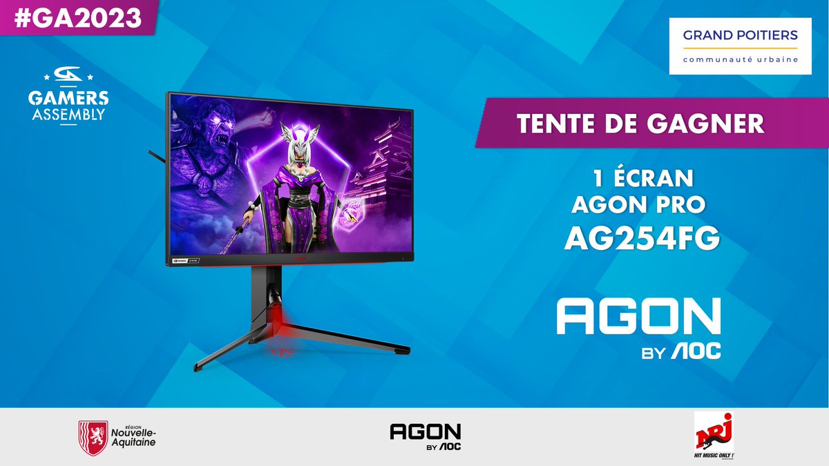 On n'arrête plus les copains de chez AGON by AOC. 👀🎁

2ème jour de #GA2023 et ils remettent ça avec 1 écran AGON Pro AG254FG à GAGNER ! 

💬 Commente avec #GA2023
✅ Follow <a href="/AGONbyAOCFR/">AGON by AOC France</a> et <a href="/GamersAssembly/">Gamers Assembly</a>
🔁 RT

TAS le 10/04. Enjoy 😏