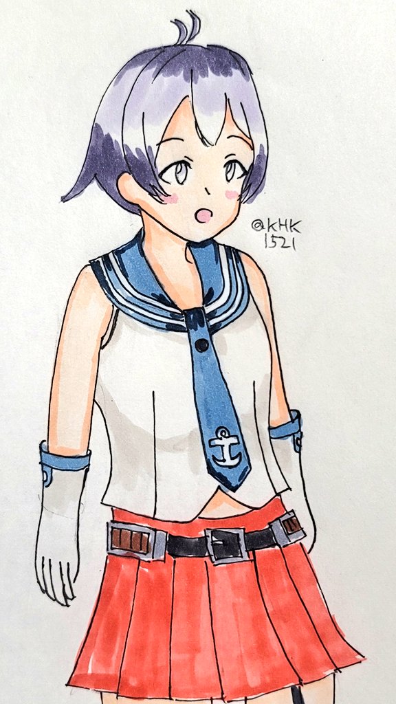 艦これ「酒匂ちゃん「ぴゃ」#艦これ版真剣お絵描き60分一本勝負_20230409#酒匂進」|KHK1521のイラスト