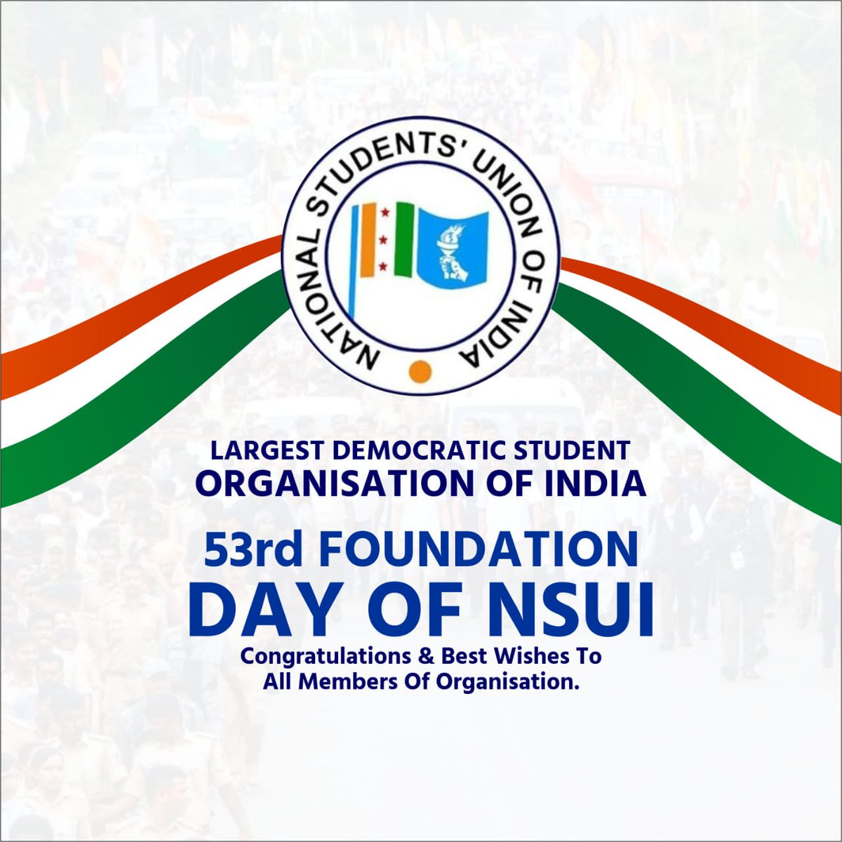 vinuvinodmumbai's tweet photo. Congratulations! &amp; Best Wishes to @nsui family on it's 53rd Foundation Day.

#NSUI - a vibrant democratic organisation since 1971 has helped students become future political leaders of the nation.
#GeNext Leadership Factory.
https://t.co/dVyDUPLVen
#NSUIFoundationDay https://t.co/pMiYqWfo98