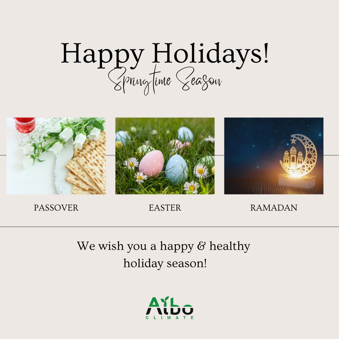 ✨ Happy &amp; Healthy Holidays, from Albo Climate's team! ✨
#Passover #Easter #Ramadan #team