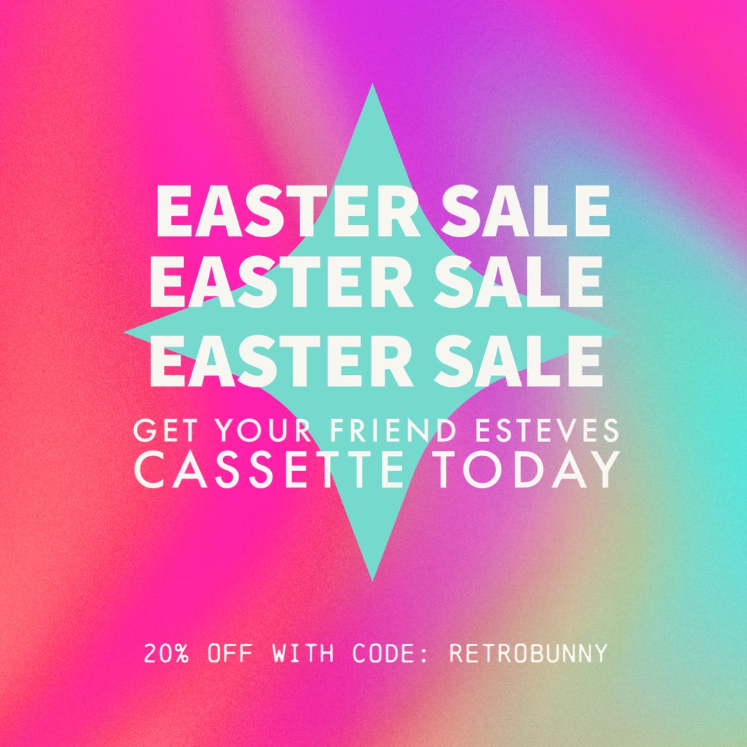 20% off on the cassete today and tomorrow !!! 
Code: easterbunny

Go to buff.ly/40WqQwg

Happy egg hunting !!  buff.ly/40WqQwg?label=…

#retrowave #synthwave #newmusic