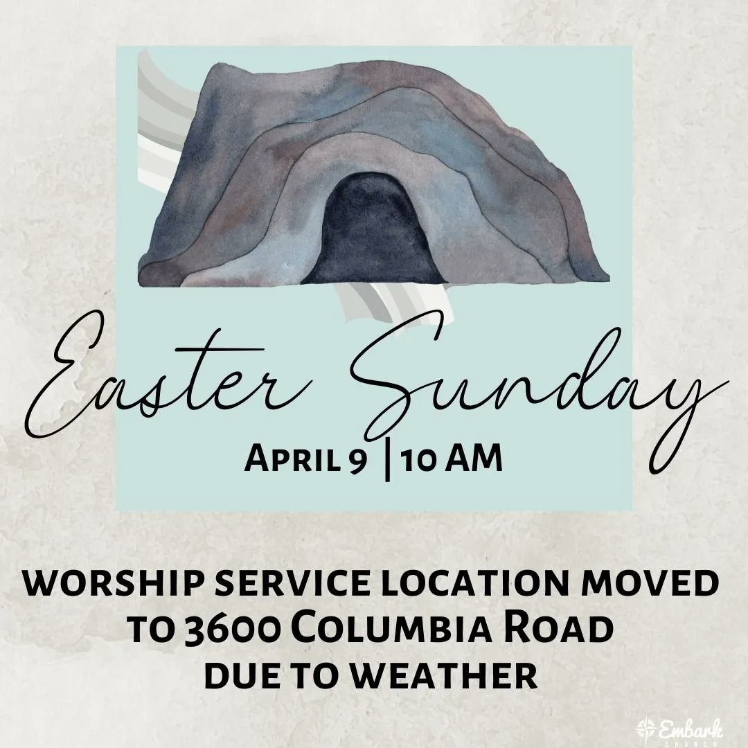 EmbarkChurch's tweet image. Our Easter service has MOVED to 3600 Columbia Road due to weather conditions. We will NOT MEET at Edisto Gardens. Join us at 9:30 AM for our fellowship Easter breakfast followed by worship at 10 AM this Sunday.