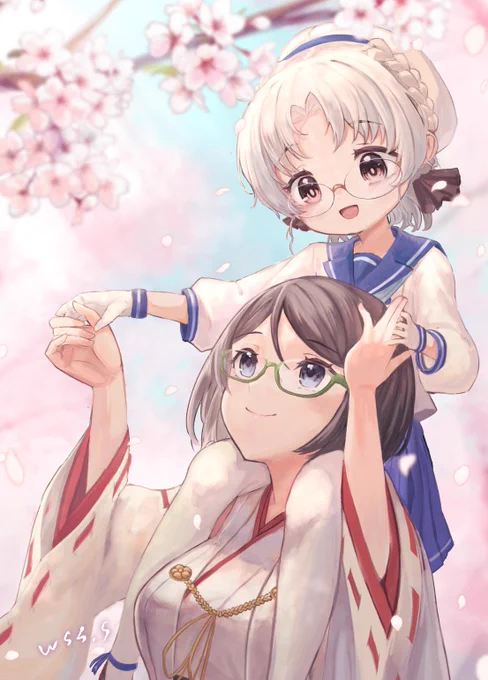 霧島さんに肩車してもらう平戸ちゃん(Skeb)#艦これ 