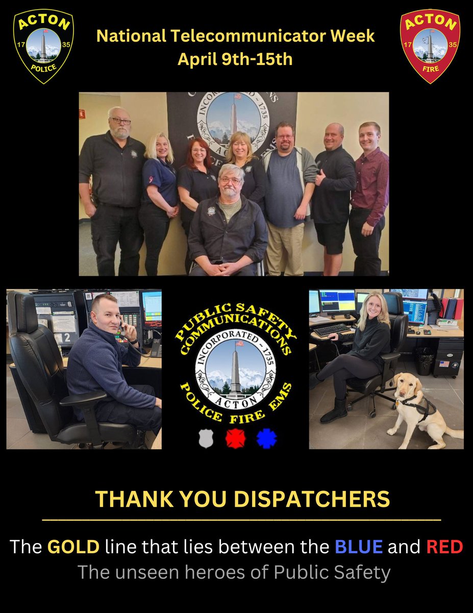 This week is National Telecommunicator Week!  Thank you to the Acton Public Safety Dispatchers for their continued hard work and dedication to public safety! #heroesbehindtheheadset
