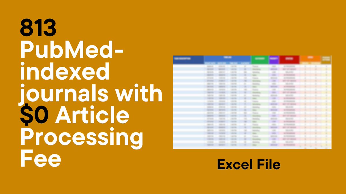 Publish your article for FREE! I have compiled a list of 813 PubMed-indexed journals with $0 Article Processing Fee.

Includes Q1-Q4 journals in all subject areas!

To get the file:
1. Follow me (If not already)
2. Comment: interested
3. Retweet

I'll DM you the link.
