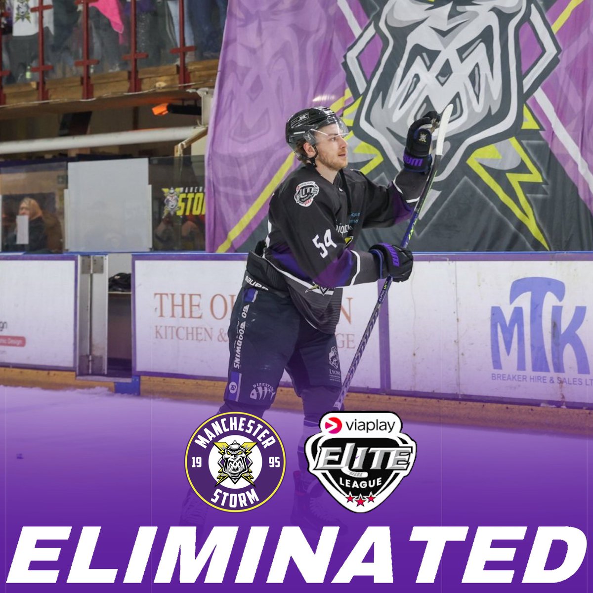 EIHLFanNews's tweet image. ⛈️ 𝗘𝗟𝗜𝗠𝗜𝗡𝗔𝗧𝗘𝗗 ⛈️

@Mcr_Storm ⛈️ have been eliminated from the playoffs following a 5-2 loss to the @steelershockey 🍊 last night! (7-4 aggregate)