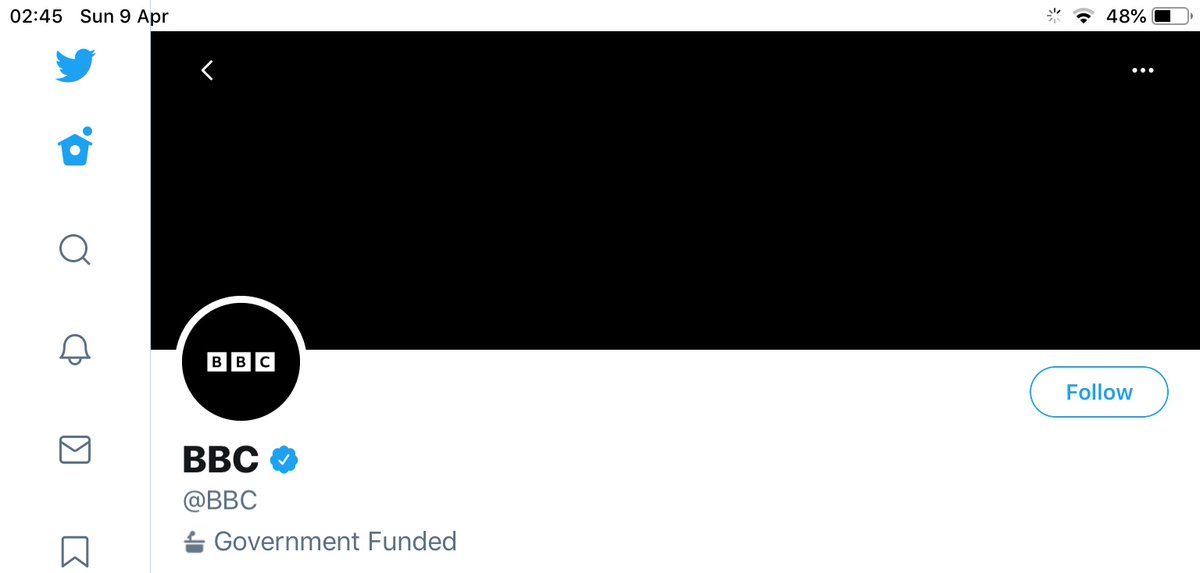 JamesJohnTapper's tweet photo. Yo @elonmusk, can we have all of the English Establishment's pretend-public-service, main propaganda conduit Twitter accounts correctly headlined as 'Government Funded' please? Thanks in advance, JT. #MythicalPublicService #BBCBias #EvilAlbion https://t.co/kmowD8fM1E