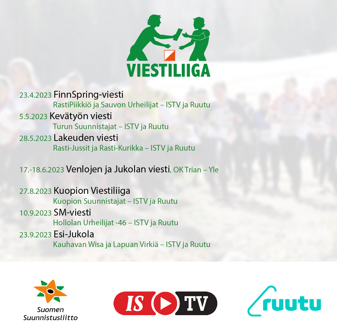 Suunnistuksen Viestiliiga käynnistyy 23.4. Finn Spring-viestillä Sauvossa. Kaikki osakilpailut katsottavissa suorina lähetyksinä IS TV:n kautta, Jukolan viesti Ylen kanavilla.
Tulevan kauden kisaennakkoa luvassa ensi viikolla Suunnistusliiton kanavilla!
#suunnistus #viestiliiga