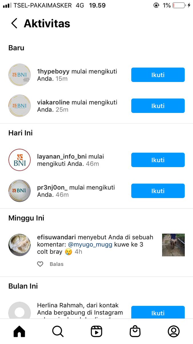myugomugg's tweet photo. Sekali follow ig @BNI langsung spam banyak bni abal abal https://t.co/kMYAlUsp6k