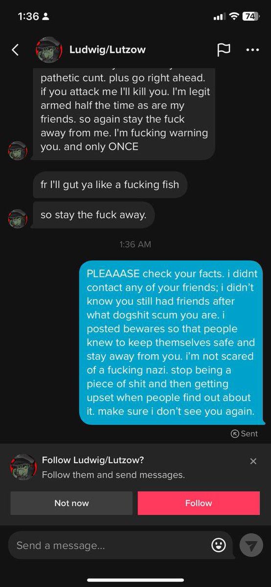 nitroxx_skulfox's tweet photo. Y'know the nice thing about threats of violence, is we can take this shit to the police. Eat shit and die, nazi scum. #furry #furrycommunity #furryfandom #furrybeware #beware #bewareofuser https://t.co/n9RO90yfF2