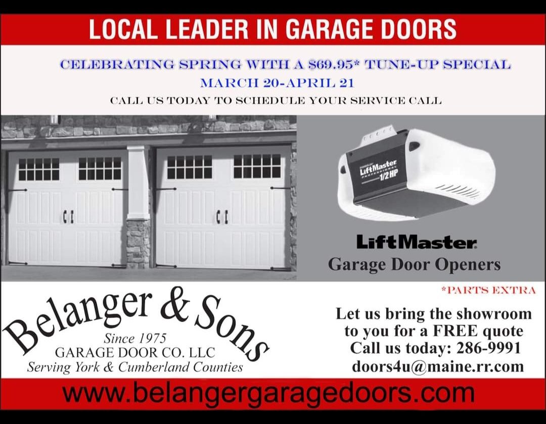 Time to schedule your annual maintenance.  Your garage door is the biggest moving part in your home.  
belangergaragedoor.com