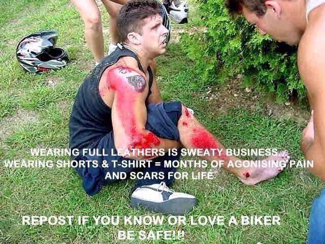 dharford79's tweet photo. Bikers, it might be a warm and sunny Sunday and you may be enjoying the roads, but do it right. 

Injuries from an RTC, even low speed without the correct protection could be painful, catastrophic and fatal at times. 

Just cover up! Ride safe!

#RoadSafety #DressForTheSlide https://t.co/pjyl2nF3sG