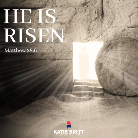 SenKatieBritt's tweet photo. Wishing you and your family a Happy Easter!

Matthew 28:6 https://t.co/dMBedzVKmD